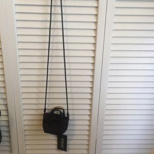 BNWT tiny metro tote MZ WALLACE black red quilted